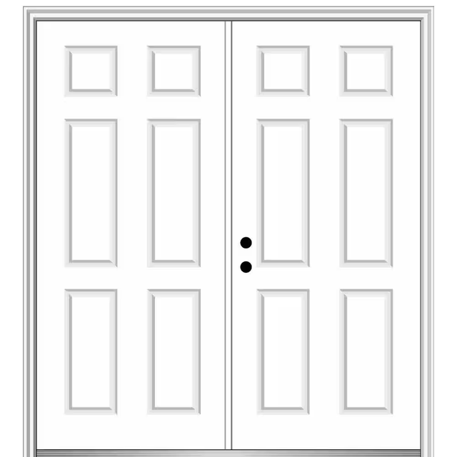 MMI Door 60 in. x 80 in. Classic Right-Hand Inswing 6-Panel Painted Fiberglass Smooth Prehung Front Door with Brickmould