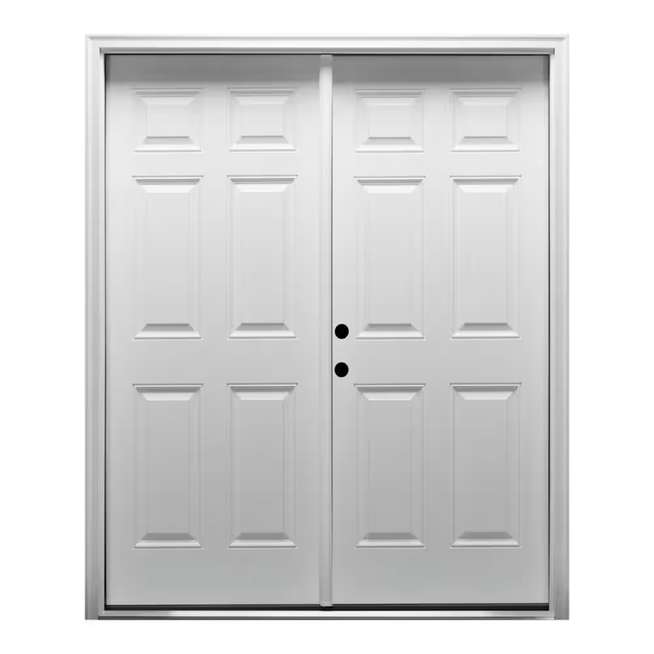 MMI Door 60 in. x 80 in. Right-Hand Inswing Classic 6-Panel Primed Steel Prehung Front Door with Brickmould