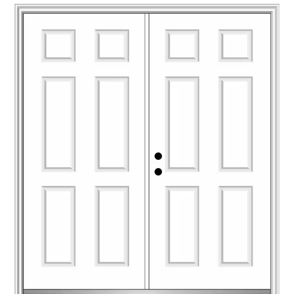 MMI Door 72 in. x 80 in. Classic Right-Hand Inswing 6-Panel Painted Fiberglass Smooth Prehung Front Door with Brickmould