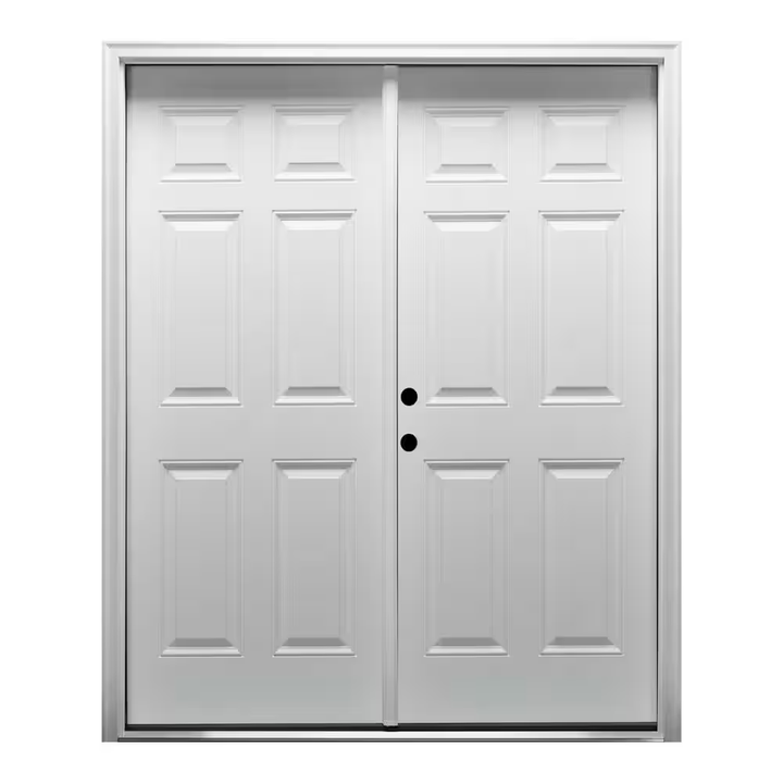 MMI Door 72 in. x 80 in. Right-Hand Inswing Classic 6-Panel Primed Steel Prehung Front Door with Brickmould