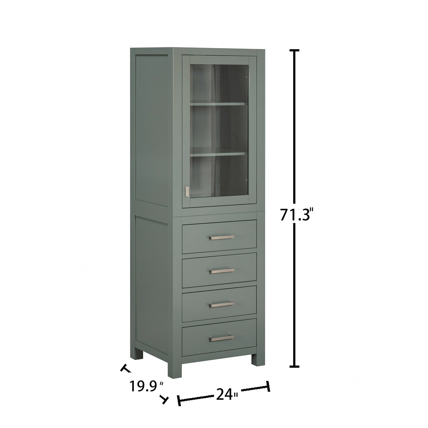 Avanity Modero 24 in. W x 20 in. D x 71 in. H Linen Cabinet in Chilled Gray