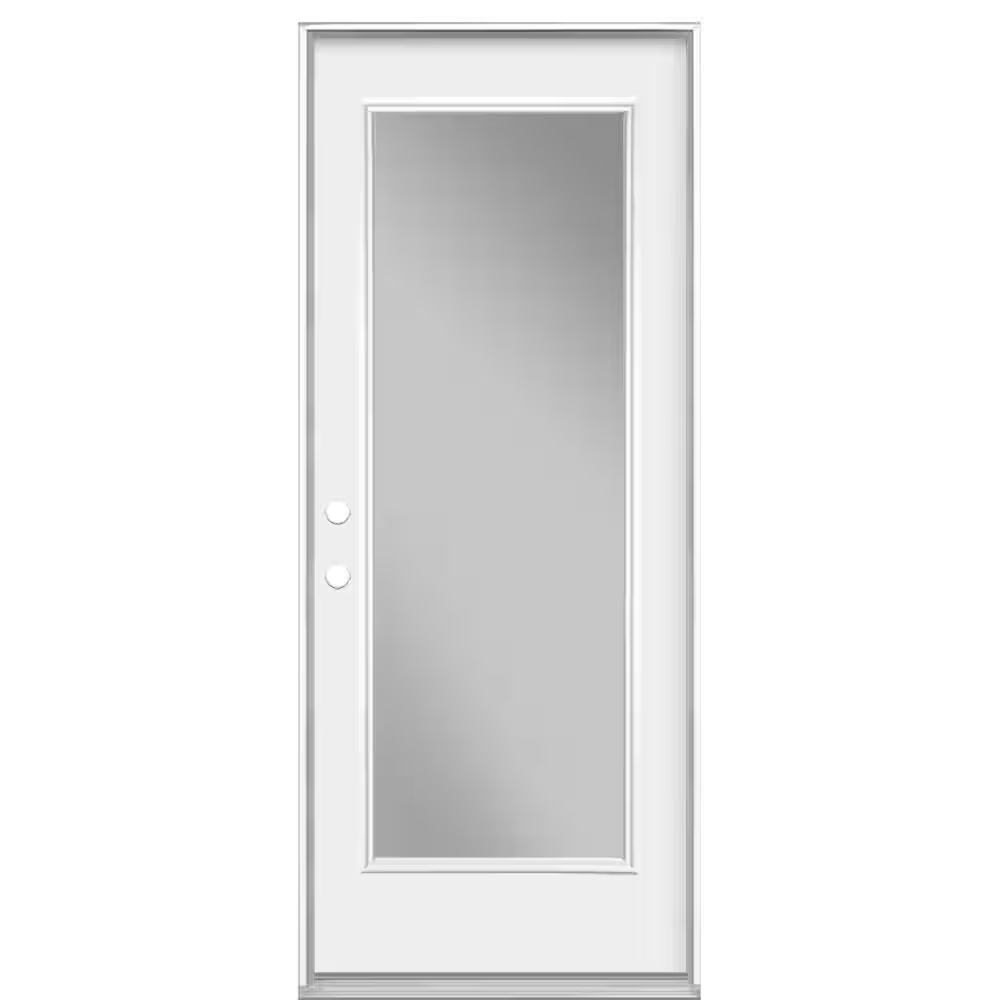 Masonite 32 in. x 80 in. Premium Right Hand Inswing Full Lite Primed Steel Prehung Front Exterior Door with No Brickmold