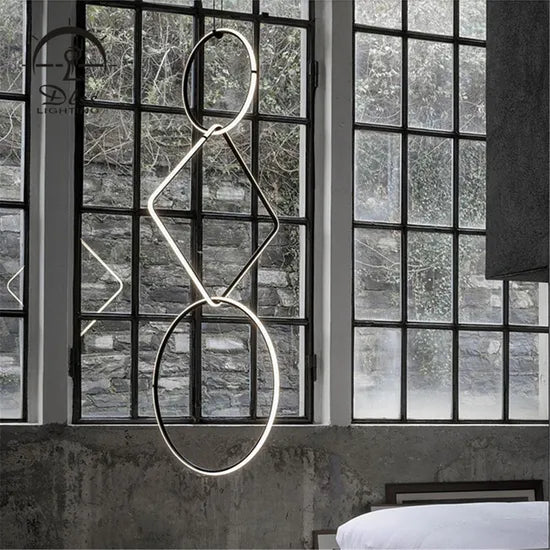 DLSS Lighting Metal Circle Acrylic Pendant Light LED Lighting Simple Lamp Modern Chandelier