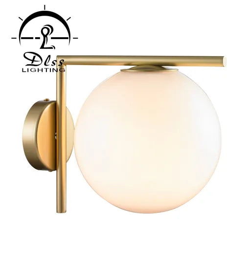 DLSS Lighting Modern Brass and White Glass Ball Hotel Project Pendant Lamp/Chandelier