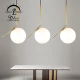 DLSS Lighting Modern Brass and White Glass Ball Hotel Project Pendant Lamp/Chandelier