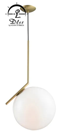 DLSS Lighting Modern Brass and White Glass Ball Hotel Project Pendant Lamp/Chandelier