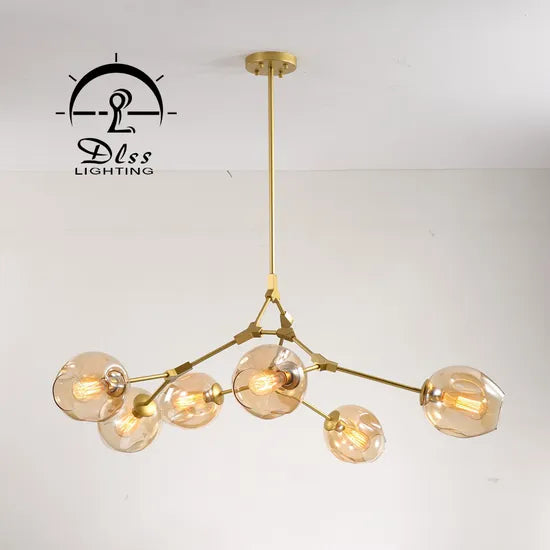 DLSS Lighting Modern Clear Glass Ball Iron Decoration Restaurant Chandelier