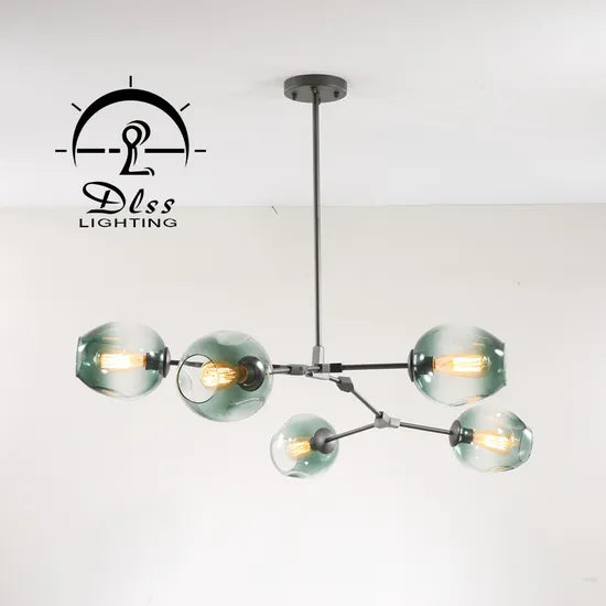 DLSS Lighting Modern Clear Glass Ball Iron Decoration Restaurant Chandelier