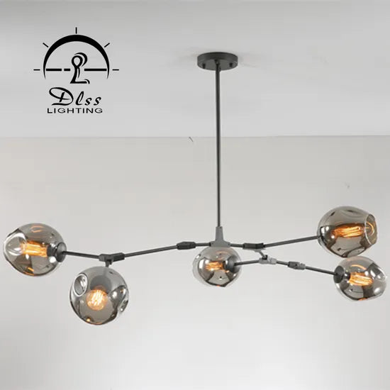 DLSS Lighting Modern Clear Glass Ball Iron Decoration Restaurant Chandelier
