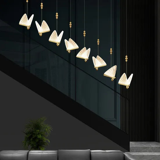 DLSSLIGHTING Modern Decoration Butterfly Design Hotel Lamp Living Hanging LED Chandeliers Pendant Lights
