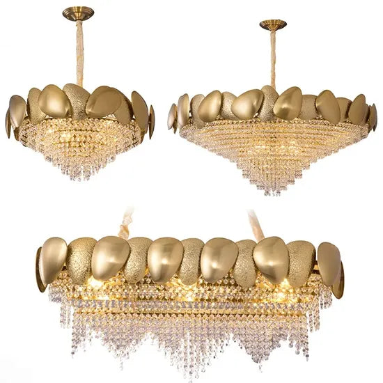 DLSS Modern Decoration Golden Luxury Design Hotel Restaurant Crystal Pendant Lighting LED Chandeliers