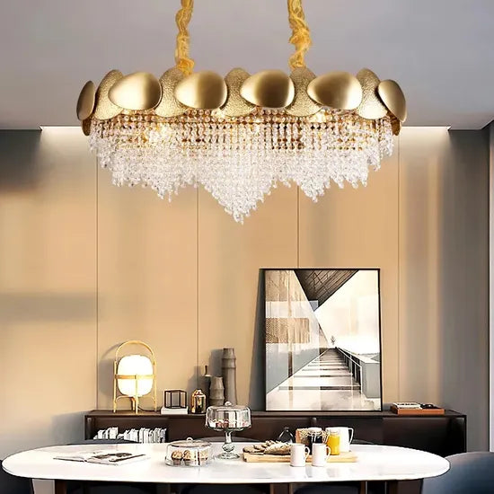 DLSS Modern Decoration Golden Luxury Design Hotel Restaurant Crystal Pendant Lighting LED Chandeliers