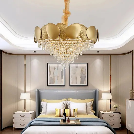DLSS Modern Decoration Golden Luxury Design Hotel Restaurant Crystal Pendant Lighting LED Chandeliers