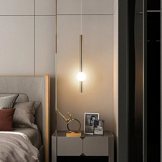 DLSS Lighting Co., Ltd. Modern Interior-Lighting White Glass Tube Gold Iron Ball Chandelier LED Pendant Lamp
