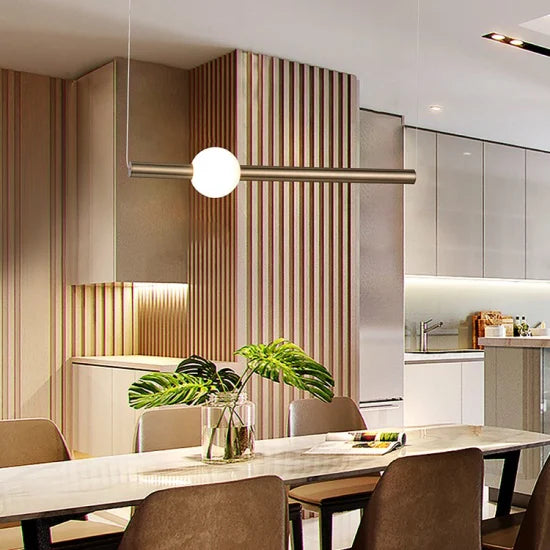 DLSS Lighting Co., Ltd. Modern Interior-Lighting White Glass Tube Gold Iron Ball Chandelier LED Pendant Lamp