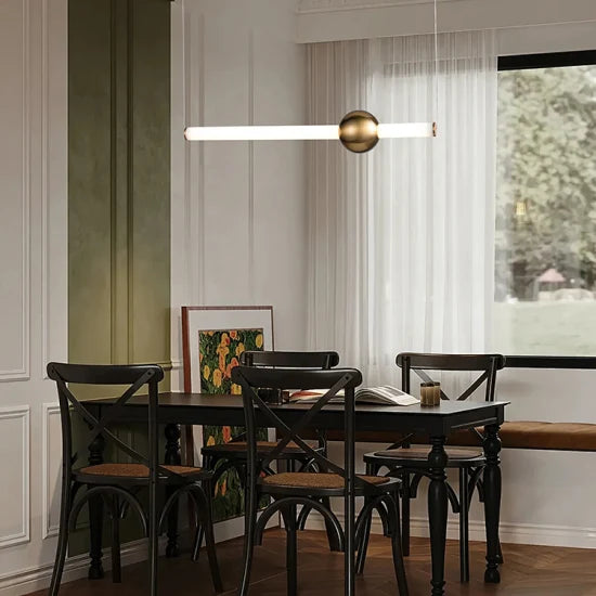 DLSS Lighting Co., Ltd. Modern Interior-Lighting White Glass Tube Gold Iron Ball Chandelier LED Pendant Lamp