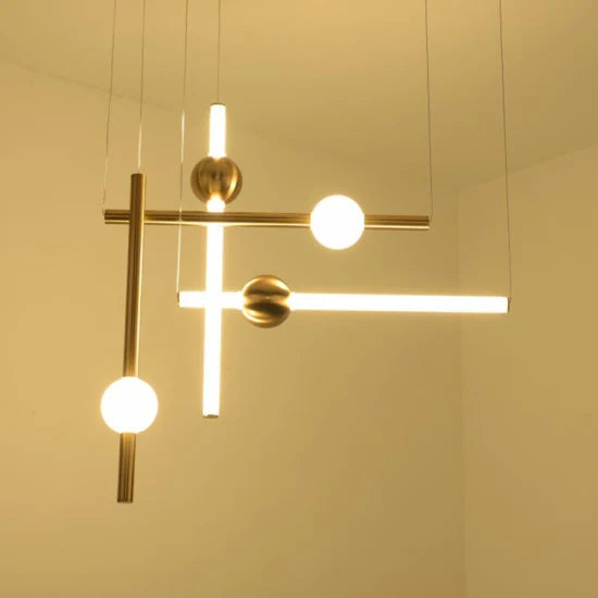 DLSS Lighting Co., Ltd. Modern Interior-Lighting White Glass Tube Gold Iron Ball Chandelier LED Pendant Lamp