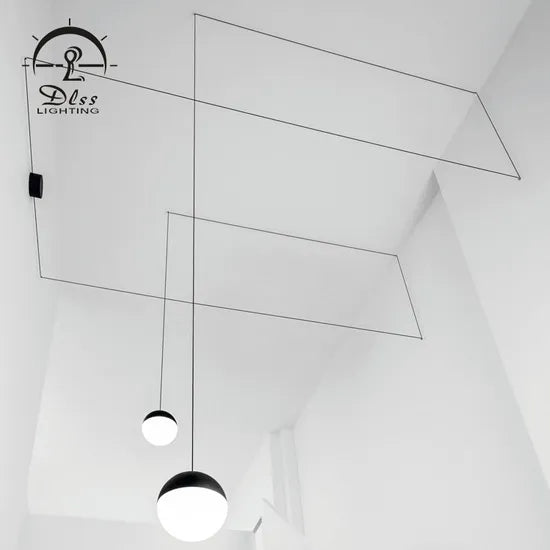 DLSS Lighting Modern Island Chandeliers Aluminum Acrylic Black E27 Pendant Lights