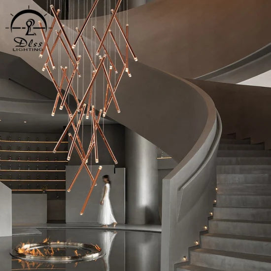 DLSS Lighting Co., Ltd Modern LED Light Metal Chandelier Lighting Water Pipe Tube Pendant Lamp