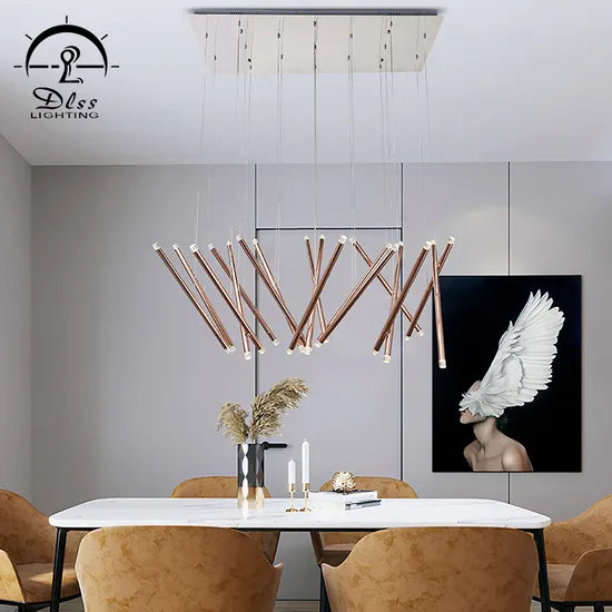 DLSS Lighting Co., Ltd Modern LED Light Metal Chandelier Lighting Water Pipe Tube Pendant Lamp