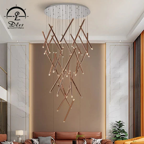 DLSS Lighting Co., Ltd Modern LED Light Metal Chandelier Lighting Water Pipe Tube Pendant Lamp