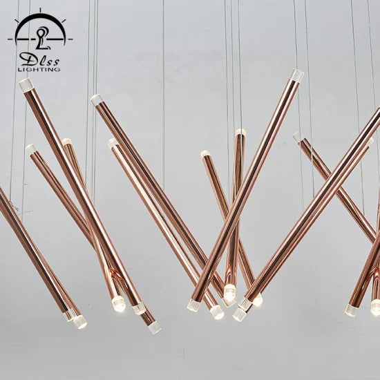 DLSS Lighting Co., Ltd Modern LED Light Metal Chandelier Lighting Water Pipe Tube Pendant Lamp