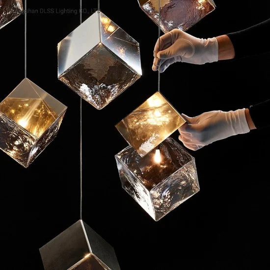 DLSS Lighting Modern Lighting Ice Replica LED Light Gold Big Pendant Lamp Chandelier