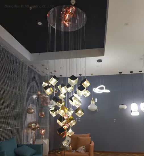 DLSS Lighting Modern Lighting Ice Replica LED Light Gold Big Pendant Lamp Chandelier