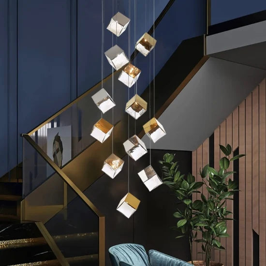 DLSS Lighting Modern Lighting Ice Replica LED Light Gold Big Pendant Lamp Chandelier