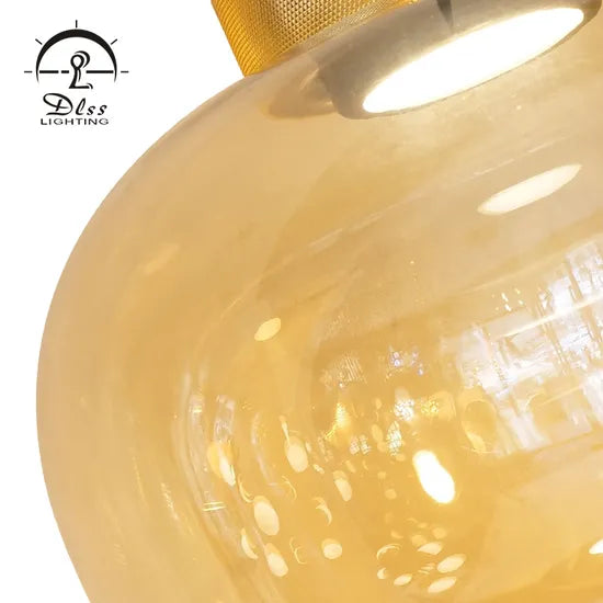 DLSS Lighting Modern Pendant Lamp Smoky Amber Iron Glass Home Decor Chandelier Cheap Price Pendant Light