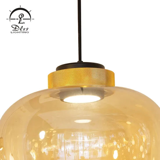 DLSS Lighting Modern Pendant Lamp Smoky Amber Iron Glass Home Decor Chandelier Cheap Price Pendant Light