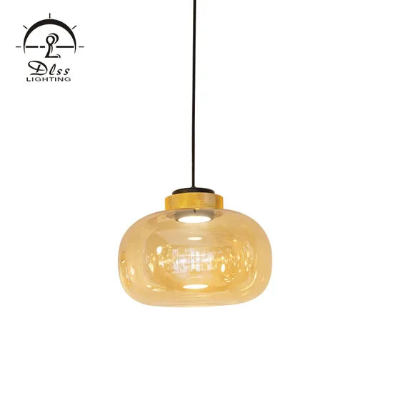 DLSS Lighting Modern Pendant Lamp Smoky Amber Iron Glass Home Decor Chandelier Cheap Price Pendant Light