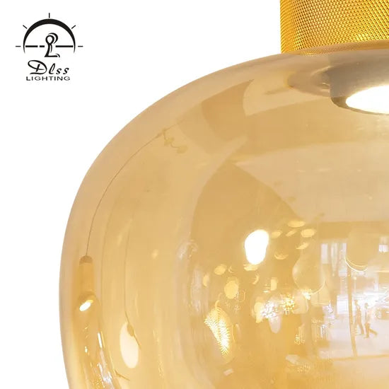 DLSS Lighting Modern Pendant Lamp Smoky Amber Iron Glass Home Decor Chandelier Cheap Price Pendant Light