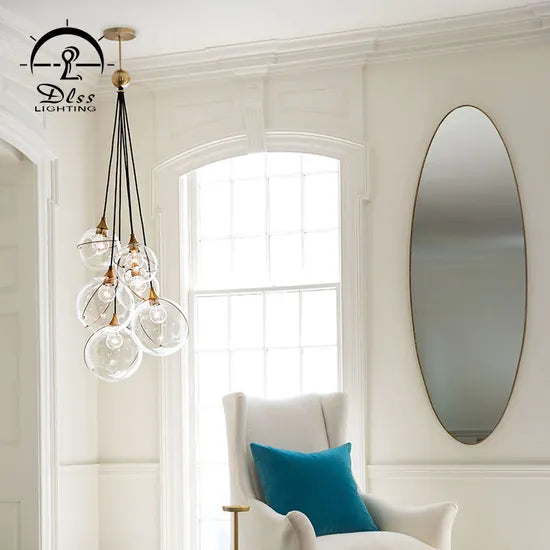 DLSS Lighting Modern Style Interior Lighting Hotel Decoration LED Chandelier Creative Glass Pendant Lamp