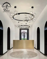 DLSS Lighting Modo Clear Bubbles Glass Round Black Chandelier/Pendant Light