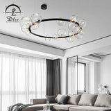DLSS Lighting Modo Clear Bubbles Glass Round Black Chandelier/Pendant Light