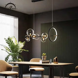 DLSS Lighting Modo Clear Bubbles Glass Round Black Chandelier/Pendant Light