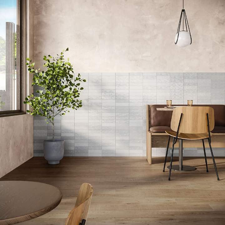 Montauk Sky Blue 2x8 Mixed Finish Ceramic Subway Tile