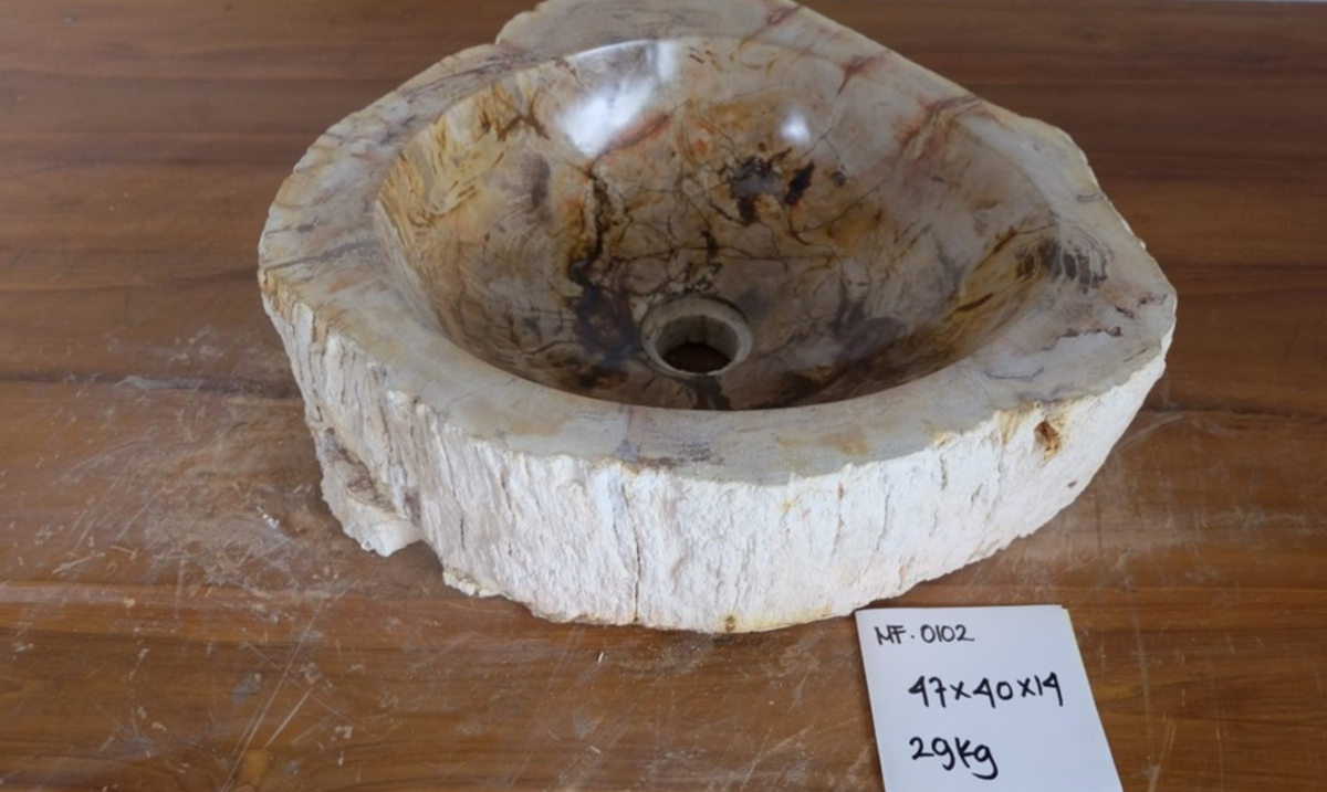 (Please choose your sink) Eden Bath Natural Stone Mid-Sized Vessel Sink in Petrified Wood