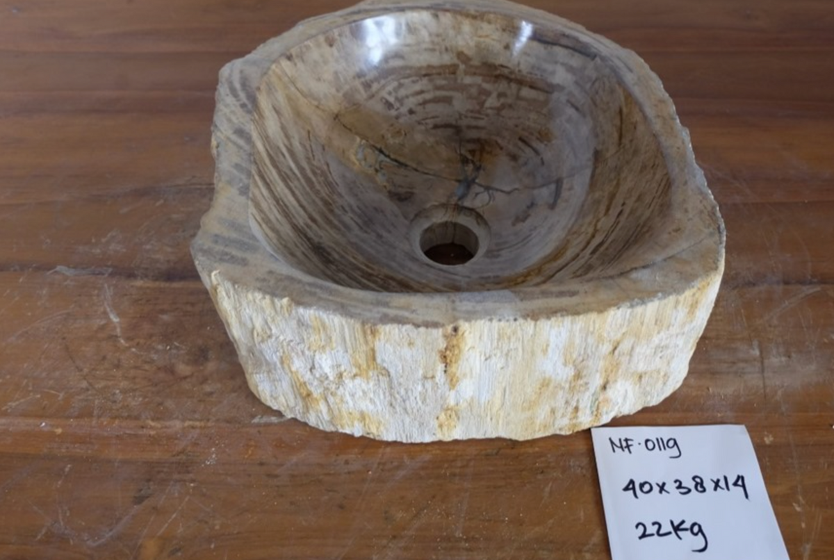 (Please choose your sink) Eden Bath Natural Stone Mid-Sized Vessel Sink in Petrified Wood