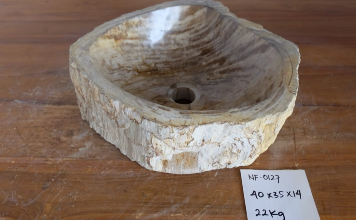 (Please choose your sink) Eden Bath Natural Stone Mid-Sized Vessel Sink in Petrified Wood