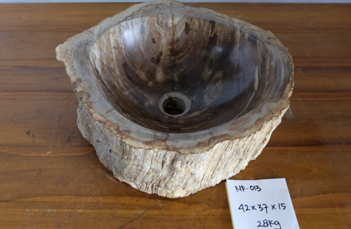(Please choose your sink) Eden Bath Natural Stone Mid-Sized Vessel Sink in Petrified Wood