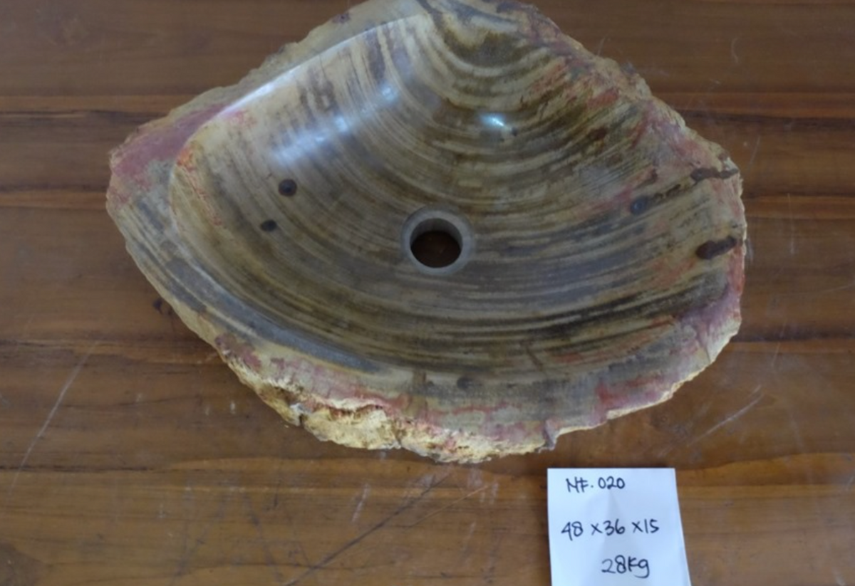 (Please choose your sink) Eden Bath Natural Stone Mid-Sized Vessel Sink in Petrified Wood