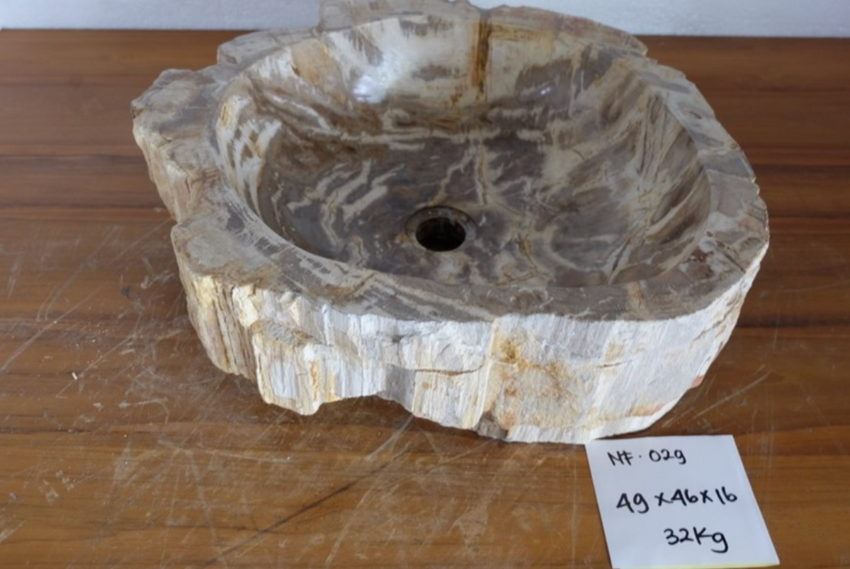 (Please choose your sink) Eden Bath Natural Stone Mid-Sized Vessel Sink in Petrified Wood