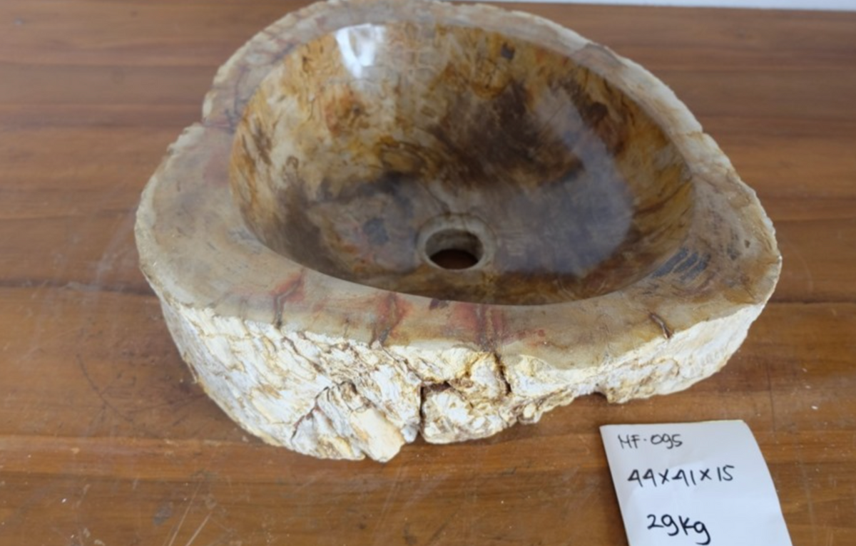 (Please choose your sink) Eden Bath Natural Stone Mid-Sized Vessel Sink in Petrified Wood