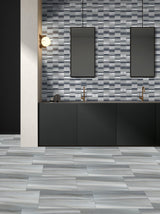 Emser La Vie 14-Pack Gray Glass Border Tile, 12 in. x 12 in. Mosaic
