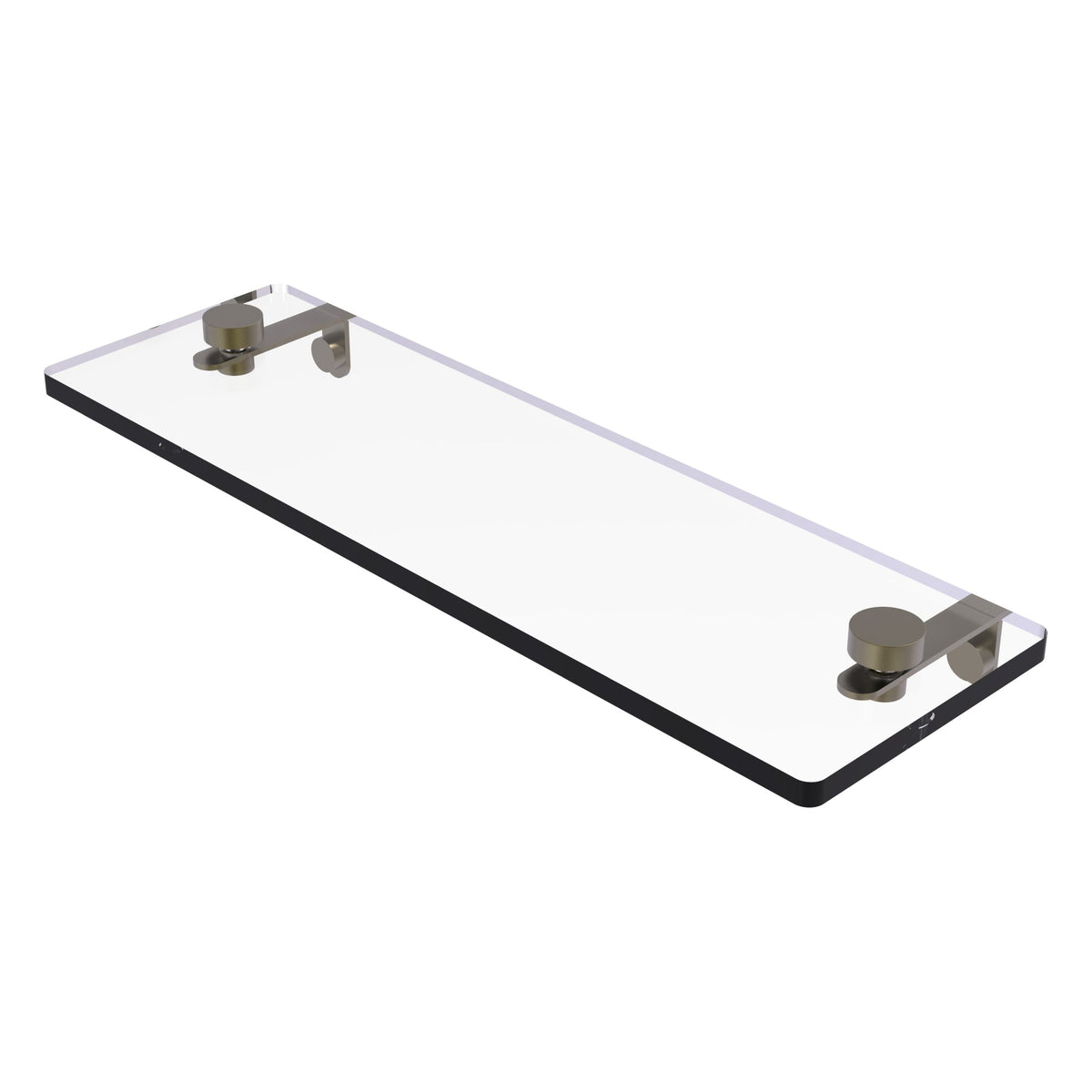 Allied Brass 22 in. L x 2 in. H x 5 in. W Clear Glass Vanity Bathroom Shelf in Satin Chrome