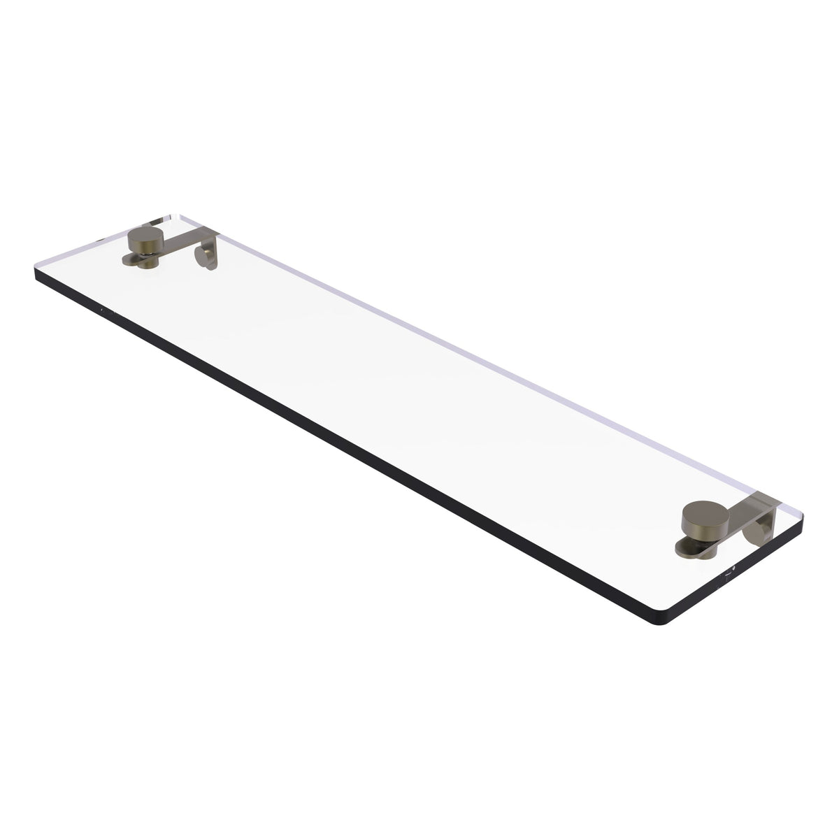 Allied Brass 16 in. L x 3 in. H x 5 in. W Clear Glass Vanity Bathroom Shelf, Satin Nickel