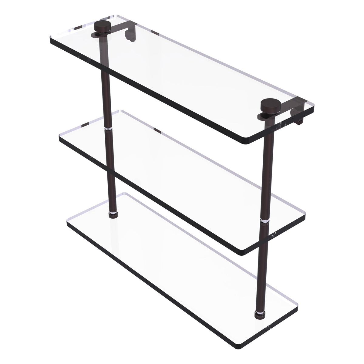 Allied Brass 22 in. Triple Tiered Glass Shelf in Satin Nickel