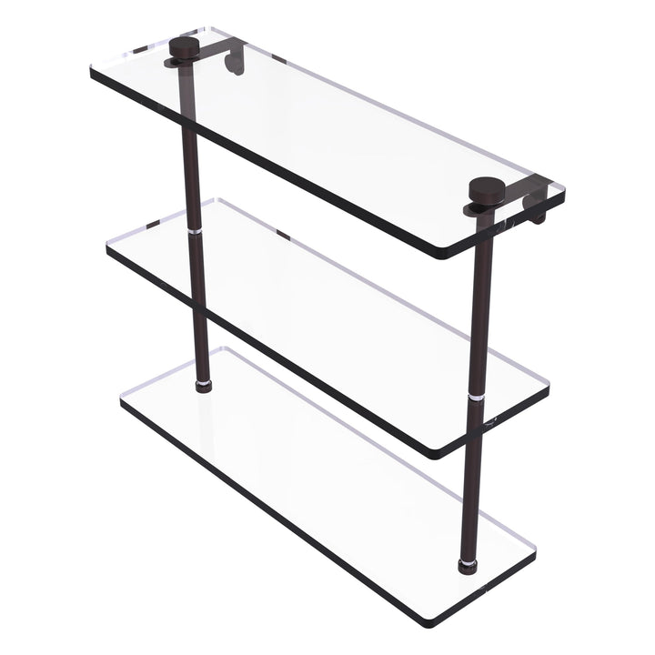 Allied Brass 3-Tier Clear Glass Bathroom Shelf, Antique Pewter – 16 in. L x 15 in. H x 5 in. W